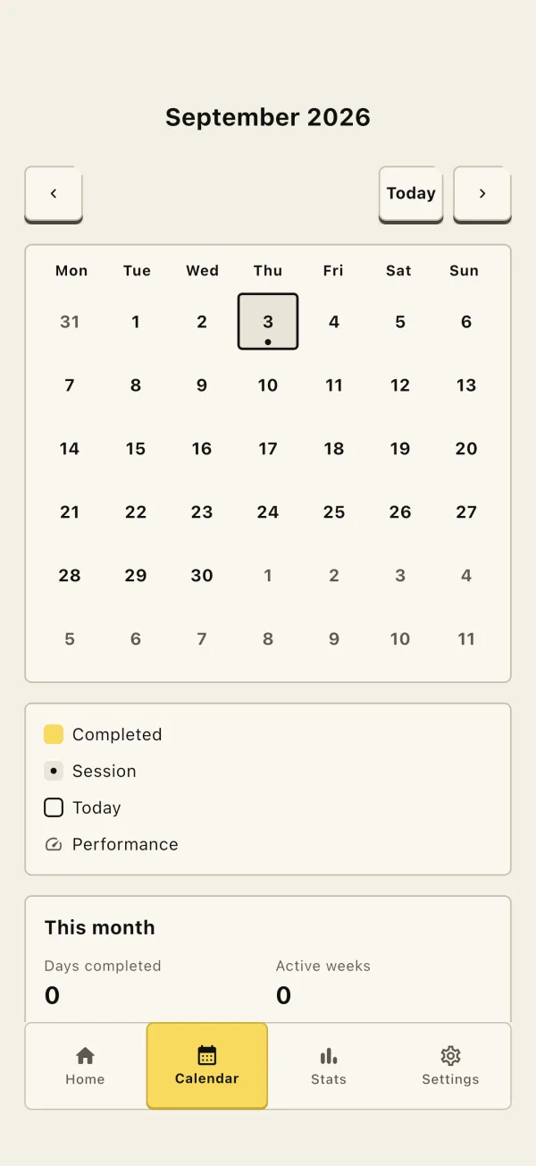 Sudoku: Tessera Daily calendar with puzzle days